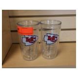 TWO KC Chiefs Plastic Tumbler Drinkware, arrowhead