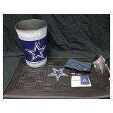 Cowboys Trash bin, floor mat, zipper pouch, and ca