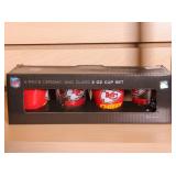 4 pc KC Chiefs Ceramic and Glass Shot Glass Set