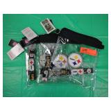 3 Pittsburgh Steelers Clear Plastic Zipper Pouch w