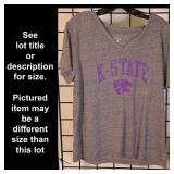 XL, K-State Wildcats V-neck T-Shirt, Gray