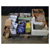 Pallet of bolts, nails, screws, and more