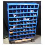 Bolt Bin Organizer Cubbies on Wheels & Contents