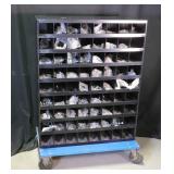 Bolt Bin Organizer Cubbies on Wheels & Contents
