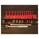 1/2" drive ratchet, extension, & SAE sockets