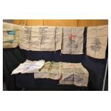 9 Burlap Bags/Sacks & Red Tote