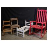 Red Rocking Chair, Mini Chairs & White Bed Frame