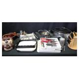 Large Misc. Household Items & Blue Tote