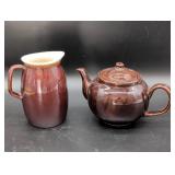 Brown Glazed Pitcher and Teapot