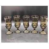 Five Smoke-Colored Glass Goblets