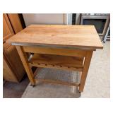 Wood Kitchen Cart with Butcher Block Top