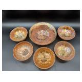 Carnival Glass Bowl Set with Floral Motif