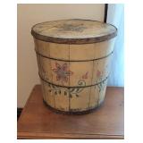 Hand-Painted Wooden Storage Barrel