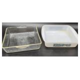 Two Glass Baking Dishes, Fire-King and Clear Glass