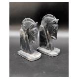 Carved Stone Horse Head Bookends