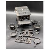 Cast Iron Miniature Stove with Accessories