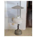 Kerosene Lamp with Glass Shade and Metal Base