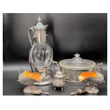 Silverplate and Glass Tableware Set
