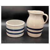 Robinson Ransbottom Blue Stripe Ceramic Pitcher an
