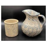 R.R.P. Co. Spongeware Pitcher and Crock Set
