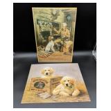 Two Hunting-Themed Metal Signs Featuring Dogs