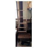 Wooden Quilt Rack, Stool, and Decorative Bin