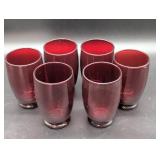 Six Red Glass Tumblers