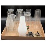 Glass Lamp Chimneys and Metal Burners