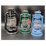 Three Metal Railroad Lanterns