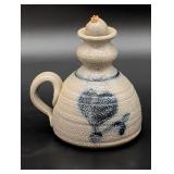 Stoneware Oil Lamp with Heart Motif
