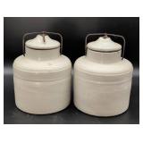 Stoneware Crocks with Metal Handles