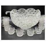 Fostoria Glass Punch Bowl Set with 12 Cups