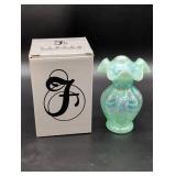 Fenton Willow Green Iridescent Vase with Box