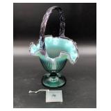 Glass Handled Basket With Ruffled Edge