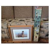 Framed Horse Photograph and Painted Wooden Plaque