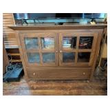 Wooden Media Stand with Glass Doors