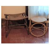 Two Stools: Wood and Rattan Designs