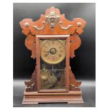 Wooden Mantel Clock with Brass Dial