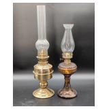 Brass and Glass Kerosene Oil Lamps