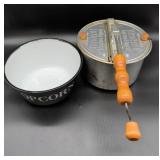 Metal Popcorn Maker and Bowl Set