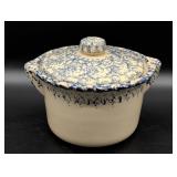 Blue and White Stoneware Covered Casserole