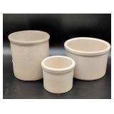 Three R.R.P. Co. Stoneware Crocks