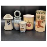 Five Ceramic Vessels with Varied Designs