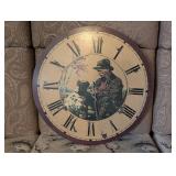 Round Wall Clock with Rustic Dog Scene