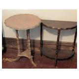 Two Wood Accent Tables with Turned Legs