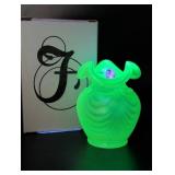 Fenton Glass Vaseline Opalescent Vase