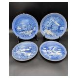 Six Currier & Ives Blue Transferware Plates
