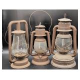 Three Metal Kerosene Lanterns