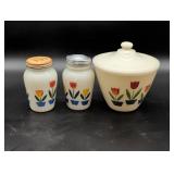 Fire-King Tulip Pattern Milk Glass Kitchen Set