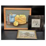 Framed Artwork Including Prints and Embroidery